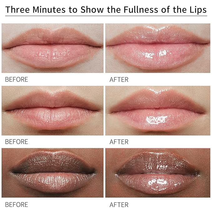 DEROL Lip Plumper Set, Lip Plumper Gloss, Natural Lip Plumper and Lip Care Serum, Lip Enhancer for Fuller, Lip Mask, Beautiful Fuller, Hydrating & Reduce Fine Lines Day&Night, 5.5ml (WS002)-Velvo Beauty