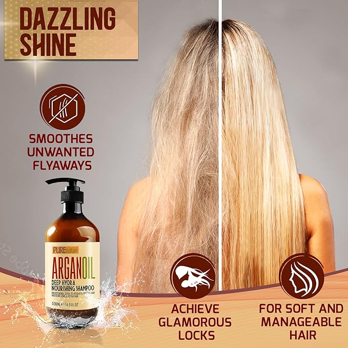 Moroccan Argan Oil Shampoo - Sulfate SLS Paraben Free Moisturizing Treatment for Women and Men - For All Types Including Curly, Dry, Damaged and Oily Hair - Hydrating and Nourishing - Salon Grade-Velvo Beauty
