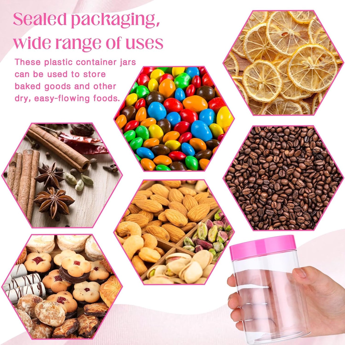 SATINIOR 100 Pcs Plastic Jars with Lids Small Containers Lids Wide Mouth Small Plastic Containers for Lotion Cream Rhinestones Body Butters Travel Storage(10 oz, Pink)-Velvo Beauty