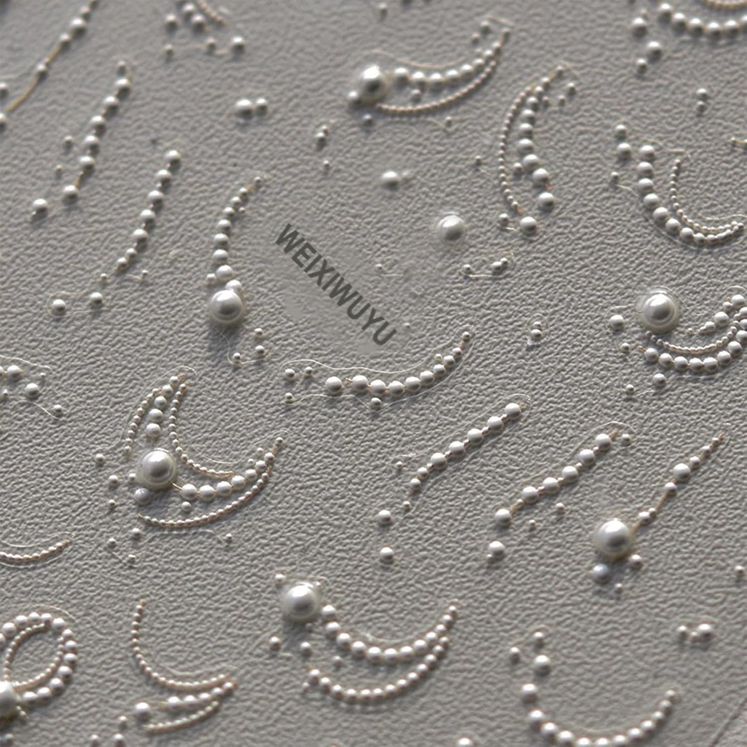 White French Tips Pearls Nail Art Stickers 5D Embossed Romantic Nail Stickers Line Nail Decals Design Nail Accessories for Women Valentine's Day Nail Art Decoration-Velvo Beauty