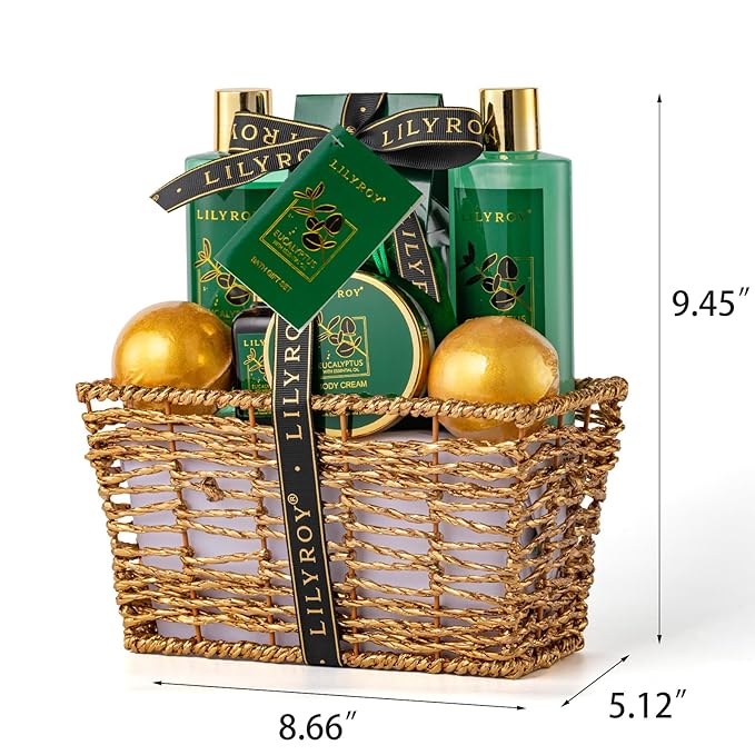 Bath & Body Gift Basket for Mothers Day - 10-Piece Eucalyptus Luxury Spa Set for Women & Men, Relaxation, Aromatherapy Ideal for Christmas, Father’s Day, Birthday with Shower Gel & More for Her & Him-Velvo Beauty