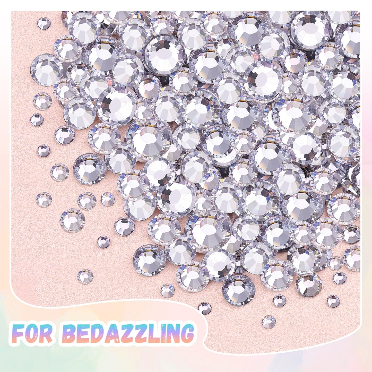 25000Pcs Resin Jelly Rhinestones with Tweezers for Crafting, 2-6mm Mixed Sizes (Clear) Non Hotfix Flatback Gems, Bedazzling Crystal for DIY Crafts Clothing Tumblers Mugs Shoes Decor Nail Art-Velvo Beauty