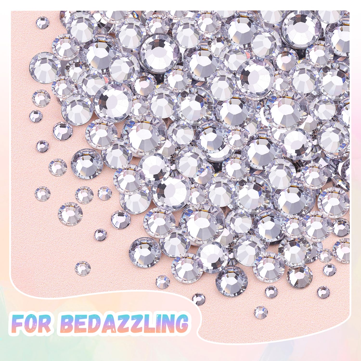 25000Pcs Resin Jelly Rhinestones with Tweezers for Crafting, 2-6mm Mixed Sizes (Clear) Non Hotfix Flatback Gems, Bedazzling Crystal for DIY Crafts Clothing Tumblers Mugs Shoes Decor Nail Art-Velvo Beauty