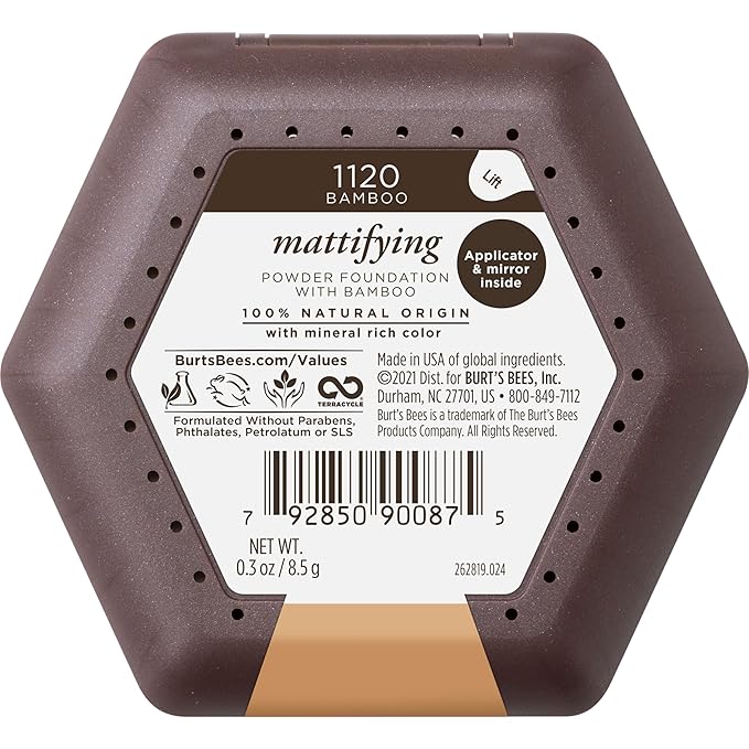 Burt’s Bees 100% Natural Origin Mattifying Powder Foundation, Bamboo, 0.3 Ounce, Packaging May Vary-Velvo Beauty