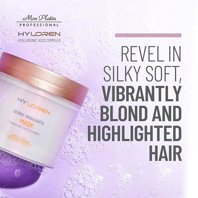 Mon Platin Professional Black Caviar Blonde Hair Mask & HY Loren Blonde Hair Shampoo, Intensive Moisturizing Treatments for Blonde, Bleached & Color-Treated Hair, SLS/SLES/Salt-Free, 500ml Each-Velvo Beauty