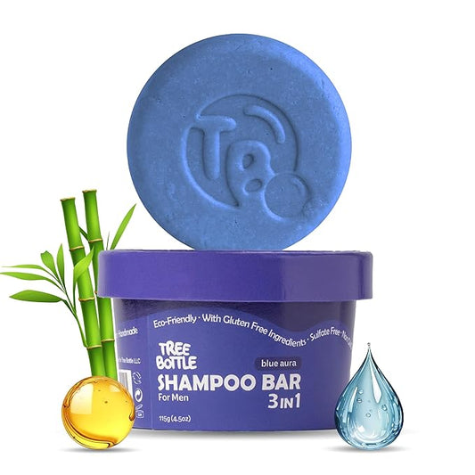 Tree Bottle Argan Oil + Bamboo Extract 3-in-1 Shampoo Bar for Men - For Hair, Beard & Body - Deep Clean, Nourishing & Frizz Control - Natural, Paraben & Sulfate-Free - Made in USA - 4.5oz-Velvo Beauty