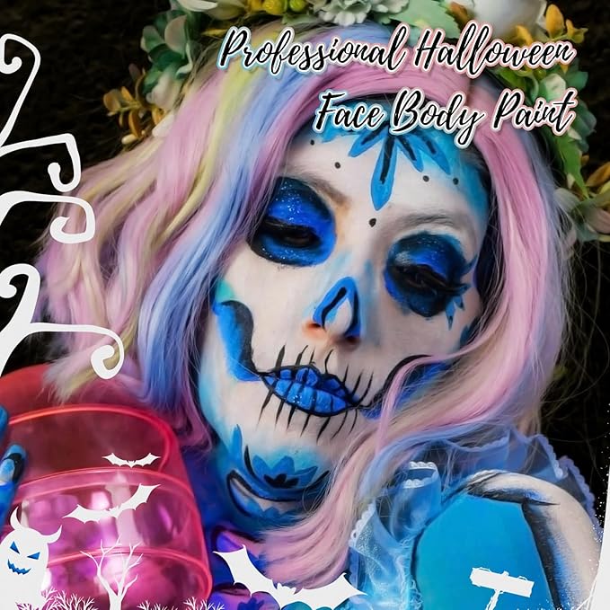 Blue Water Based Face Body Paint, 2.37 OZ Large Tube Full Coverage Face Paint for Avatar Smurfs Mermaid Cosplay Makeup, Washable Royal Blue Body Painting Cream for Adult Halloween SFX Makeup-Velvo Beauty