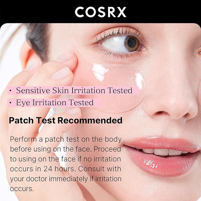 COSRX Under Eye Mask, Peptide Collagen Hydrogel Eye Patch for Puffy Eyes and Dark Circles, 60 Under Eye Patches, Korean Skin Care-Velvo Beauty