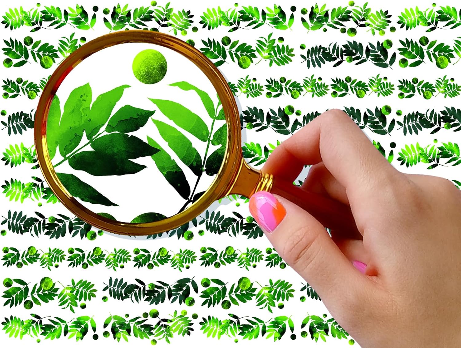 Nail Stickers Decals (5 Sheets) FLONZNAIL Bright Green Leafy Fronds Nail Decor Transfer Vintage Styled Stickers-Velvo Beauty