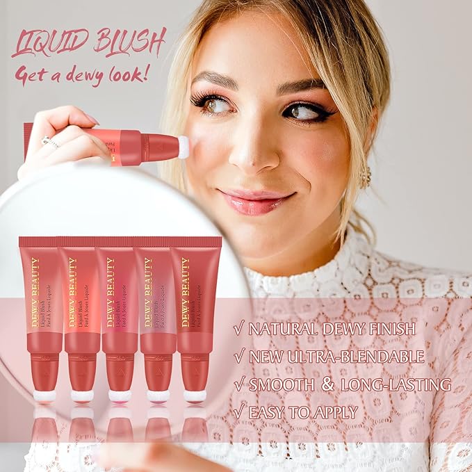 Liquid Blush Makeup Wand, Cream Liquid Blush with Cushion Applicator For Cheeks Tint, Natural-looking, Glow Dewy Finish, Weightless Blendable Liquid Blush Stick | #105 ARDOUR-Red Brown-Velvo Beauty