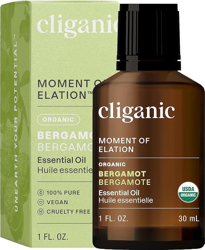 Cliganic Organic Bergamot Essential Oil, 100% Pure Natural for Aromatherapy | Non-GMO Verified (Packaging May Vary)-Velvo Beauty