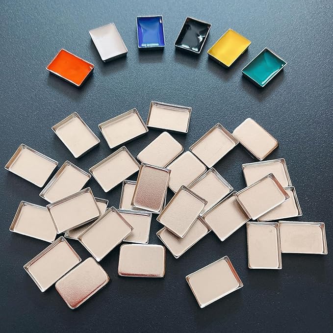 FCLUB 100Pack Empty Eyeshadow Metal Pans Cosmetic Eyeshadow Blush Lipstick Organizer for Makeup Pressed Powders (0.8 inch) Tiny and Shallow-Velvo Beauty