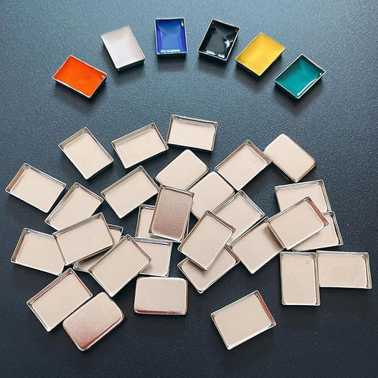 FCLUB 100Pack Empty Eyeshadow Metal Pans Cosmetic Eyeshadow Blush Lipstick Organizer for Makeup Pressed Powders (0.8 inch) Tiny and Shallow-Velvo Beauty