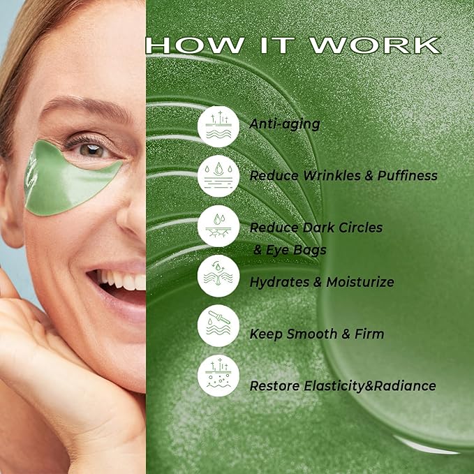 CCbeauty Under Eye Masks, Green Tea Collagen Eye Patches for Puffy Eyes, Dark Circles and Puffiness, Hydrating Mask Skincare, Gel Pads for Eye Bags and Wrinkles Under Eye Treatment,30pairs-Velvo Beauty