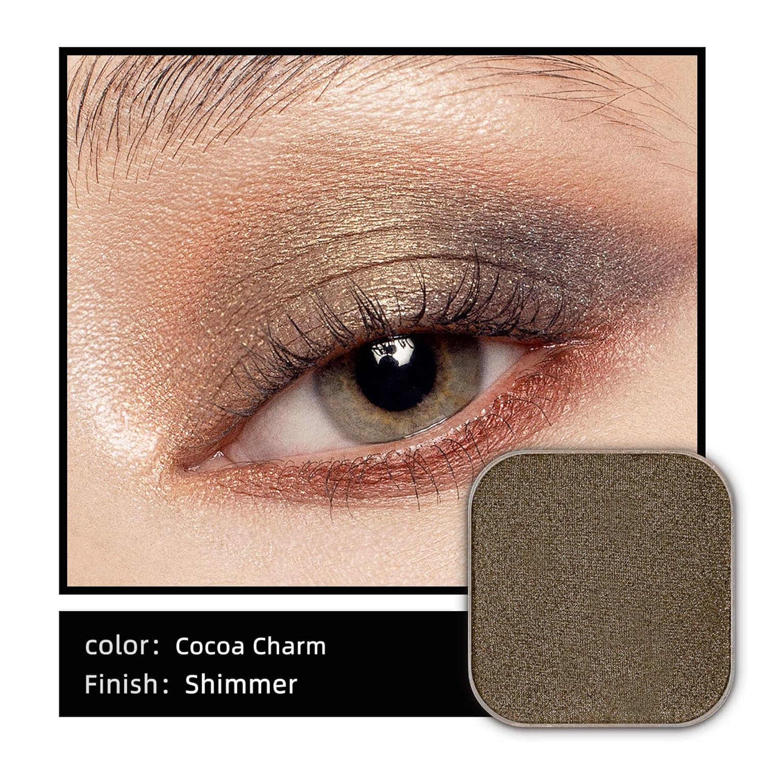 Magnetic Single Shimmer Bronze Eyeshadow with Metal Pan, Pressed Powder Refill, Ideal for Smoky Eye Makeup and DIY Empty Magnetic Palette (Cocoa Charm)-Velvo Beauty