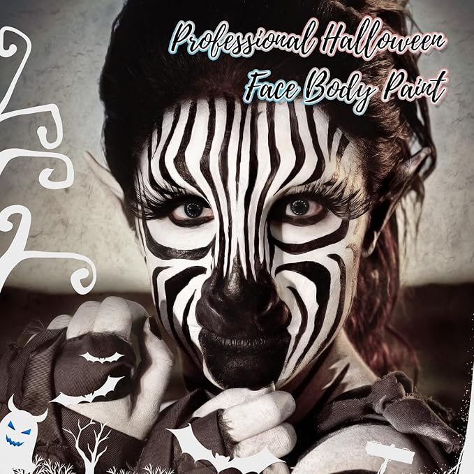 White Water Based Face Body Paint, 2.37 OZ Washable Large Tube Full Coverage Face Paint Cream for Adult Carnival Cosplay Halloween SFX Skull Joker Zombie Vampire Skeleton Goth Makeup-Velvo Beauty