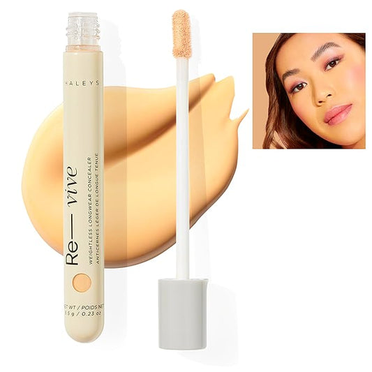 HALEYS Weightless Longwear Concealer (Light/Medium - Warm), Re-vive, Medium to Full Coverage, Gripping Concealer, All-Day Wear, Spot Concealing, Brightens, Streak-free, Light-diffusing, V+CF-Velvo Beauty