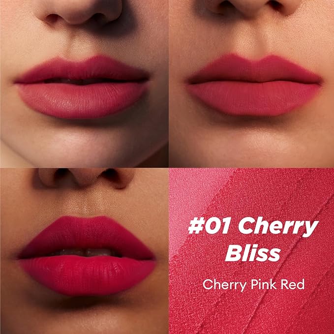 ITY Velvet Matte Finish Lip Stain-Mousse Textured Pudding Pot Lip Clay with Brush, Red Shade, Dual-Use as Lipstick and Blush, Conceals Lip Lines, Rich Pigment, 0.21 oz (6g) in Cherry Bliss-Velvo Beauty