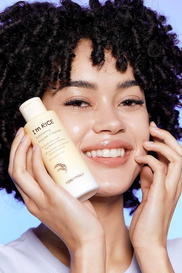 TONYMOLY I’m Rice Exfoliating Enzyme Cleanser – Rice Powder Face Wash & Papaya Enzyme Scrub, Gentle AHA Brightening Mask for Smooth Radiant Skin, 50g-Velvo Beauty