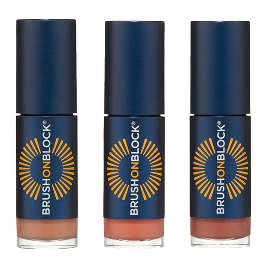 Brush On Block Sun Shine Protective Lip Oil 3 Color Variety Pack, Broad Protection Hydrating SPF 30 Mineral Sunscreen, Nude Tint, Coral, and Fig-Velvo Beauty