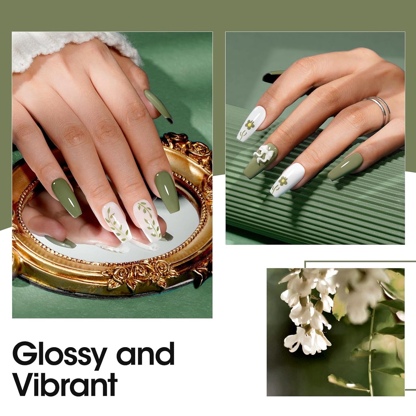 Gellen Green Gel Nail Polish 18 ML Sage Green Nail Gel Polish Soak off UV LED Nail Lamp Emerald Nail Polish for Fall Winter Salon DIY Nail Art Manicure at Home Holiday Gift for Women, 0.61 Fl Oz-Velvo Beauty