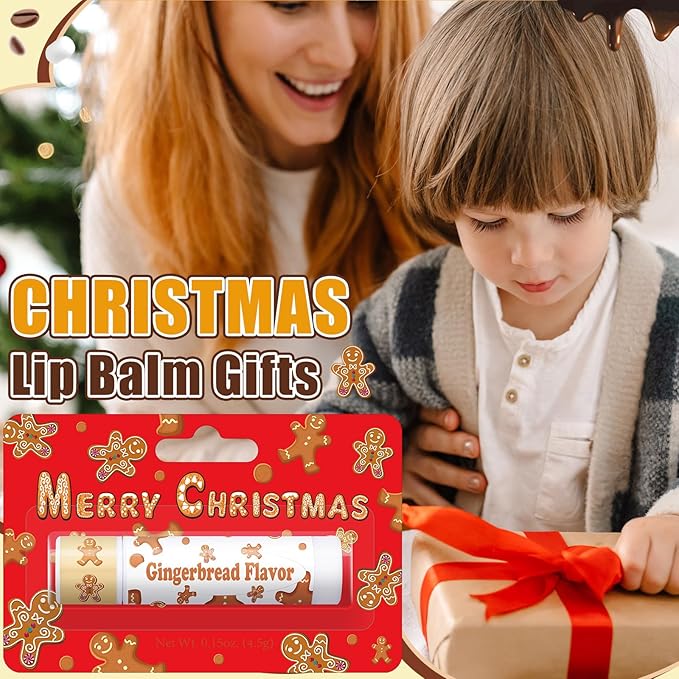 25 Pcs Christmas Lip Balms Stocking Goodie Bags Stuffers Bulk Xmas Gifts Candy Hot Cocoa Cookie Cinnamon Gingebread Biscuits Flavor 5 Style Holiday Treat Small Gifts Party Supplies-Velvo Beauty