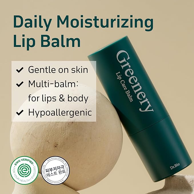 Dr. Bio Greenery Lip Care Balm (0.28oz/8g)| Hydrating Relief Balm for Dry, Chapped Lips | Lip Treatment with Natural Oils & Probiotics | Lip Moisturizer Repair Stick | Vegan Korean Skin Care | 2 Tubes-Velvo Beauty