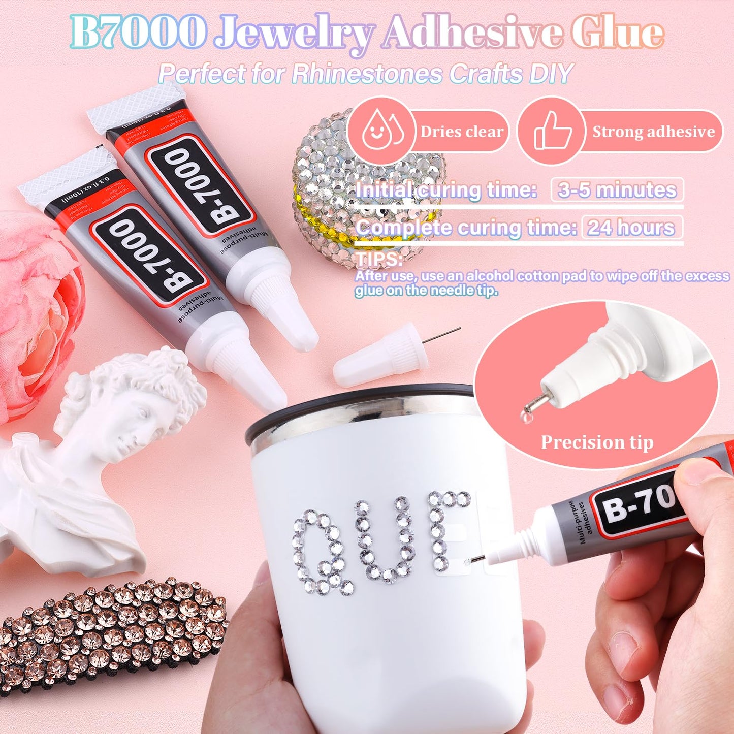 30000Pcs Resin Silver Clear Rhinestones for Bedazzling Crafting with b7000 Jewelry Glue, Bulk Flatback Gems Bedazzler Kit for Crafts Clothes Shoes Fabric Nail Diamond Art, Assorted Size 2/3/4/5/6mm-Velvo Beauty