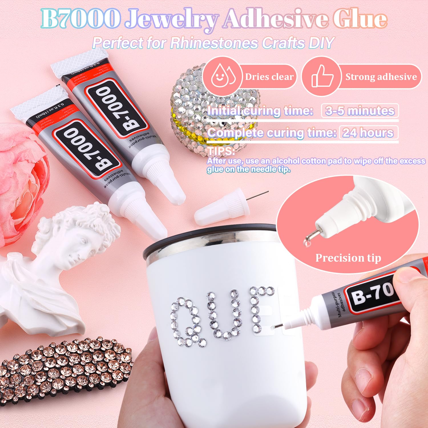 30000Pcs Resin Silver Clear Rhinestones for Bedazzling Crafting with b7000 Jewelry Glue, Bulk Flatback Gems Bedazzler Kit for Crafts Clothes Shoes Fabric Nail Diamond Art, Assorted Size 2/3/4/5/6mm-Velvo Beauty