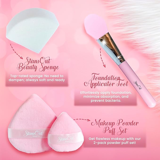 StansOut Ultimate Complexion Bundle: Liquid Foundation Brush, Makeup Brushes for Liquid, Cream, Stick Foundation - Flat, Round, Blender Brushes - 101 Contoured, 108 Straight - Long-Lasting-Velvo Beauty