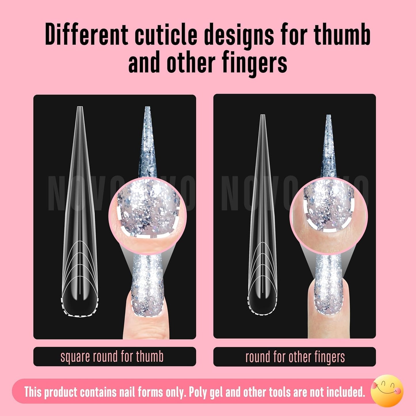 Hallowee Extra Long Stiletto Butterfly Wing Arrow Nail Dual Forms for Polygel Extension, NOT NAIL TIPS, XXXXL 4XL 5XL, Reusable Full Cover Molds For Builder/Harde/Polygel 70 Pcs x 14 sizes-Velvo Beauty