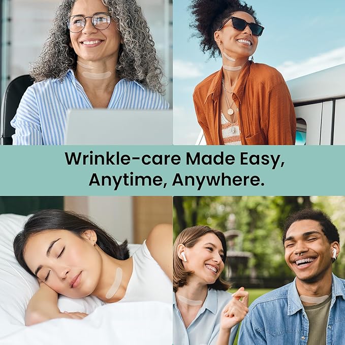 Advanced Wrinkle Patches 60ct Smile Line, Frown Line Wrinkle Patches for Facial Korean Skin Care Face Wrinkle Tape Invisible Overnight with Retinol & Collagen (Medium (Neck))-Velvo Beauty
