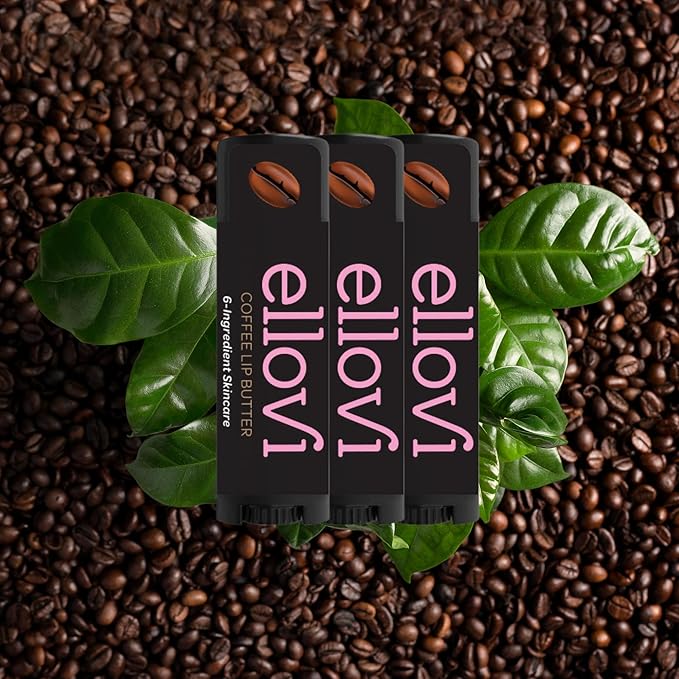 Natural Lip Butter Lip Balm - Coffee - Pure Enough to Eat - Made With Just 6 Vegan Ingredients - 100% Natural & Organic Moisturizing Lip Care for All Day Hydration (3-Pack)-Velvo Beauty