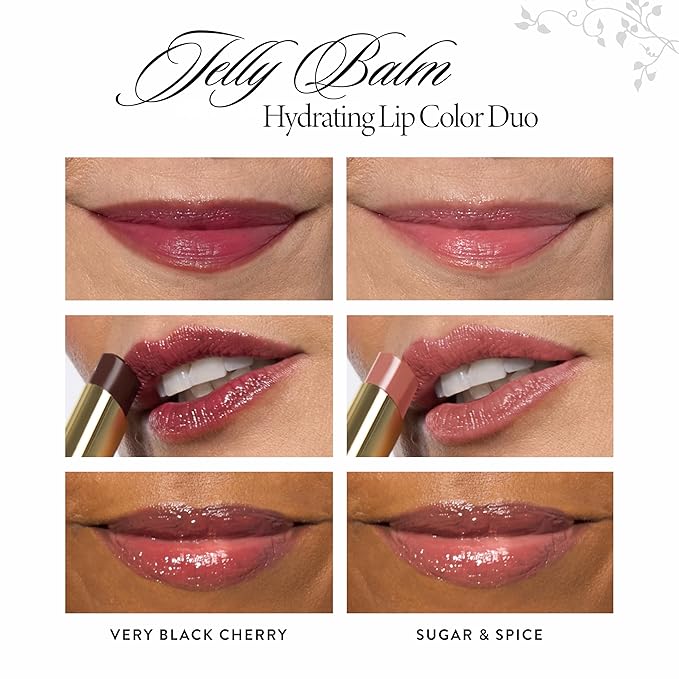 LAURA GELLER NEW YORK Jelly Balm Hydrating Lip Color Duo - Very Black Cherry + Sugar & Spice - Holiday 2024-Velvo Beauty