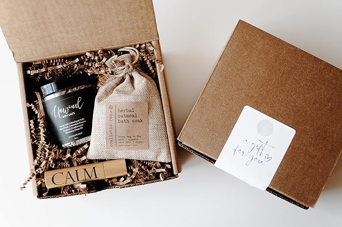 Relaxing Bath Gift Set, Luxury Spa Gifts for Women, Self Care Products for Women and Men, Calm Essential Oil Roller, Oatmeal Lavender Bath Soak & Epsom Salts with Essential Oils-Velvo Beauty