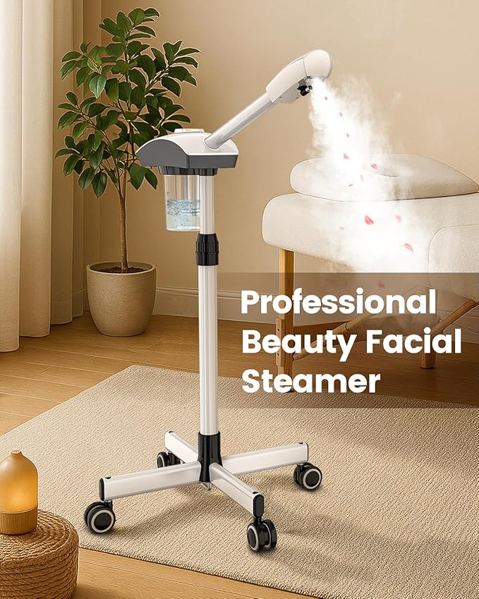 Kingsteam Professional Ozone Nano-Ionic Facial Steamer | Deep Cleansing Hydrating | Salon Home Spa Face Steamer | Pore Cleanser | 60-Min Timer | 360° Swivel | Esthetician Favorite Tool,White-Velvo Beauty