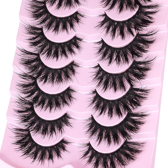 Lashes Flat Faux Mink Eyelashes 20mm Long False Eyelashes Dramatic Cat Eye Eyelashes Wispy 3D Crossed Thick Fox Eyelashes Extensions Strip Lashes Pack by Kiromiro-Velvo Beauty