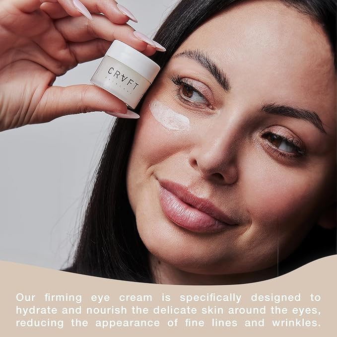 CRVFT Under Eye Cream | Brighten Dark Circles/Reduce the Appearance of Puffy Eyes | Peppermint Scented w/Caffeine | 30-Day Supply [.25 ounces]-Velvo Beauty