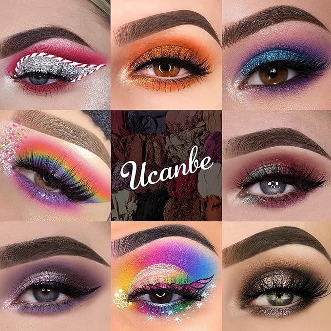 UCANBE 86 Colors Nude Eyeshadow Palette with 15pcs Makeup Brushes Set, Matte Glitter Long Lasting Highly Pigmented Waterproof Colorful Eye Shadow Contour Blush Powder Highlighter All in One-Velvo Beauty