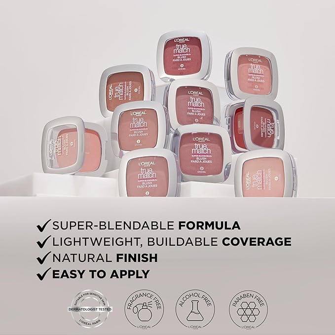 L'Oreal Paris True Match Super-Blendable Blush, Spiced Plum, 0.21 oz.-Velvo Beauty