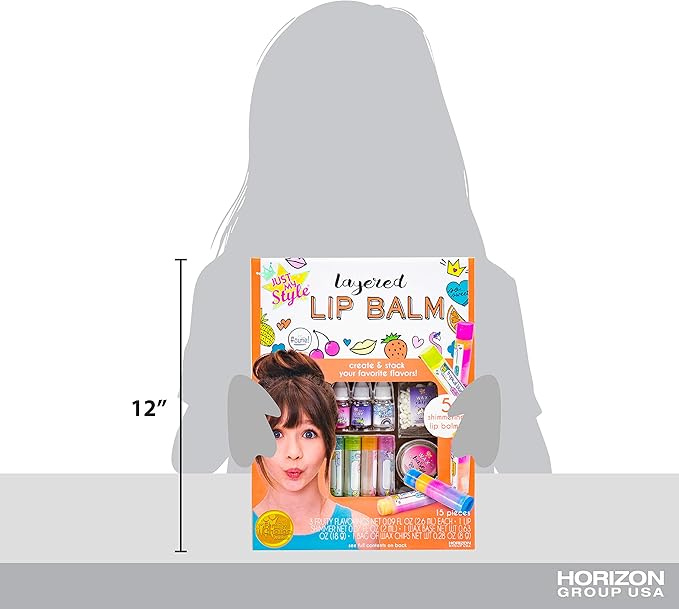 Just My Style Layered Lip Balm by Horizon Group USA, DIY 5 Shimmering Lip Balms, Mix Fruity Flavors To Make Your Own Unique Lip Balm. Strawberry, Tropical Fruit & Very Berry-Velvo Beauty