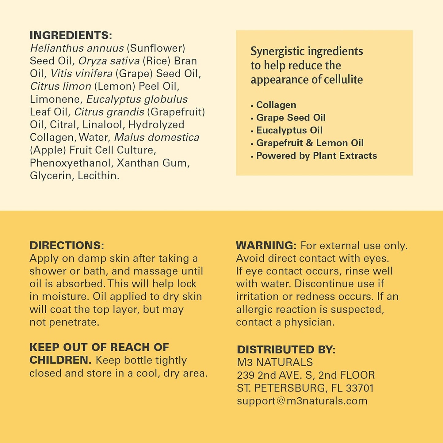 Anti Cellulite Oil and Lymphatic Drainage Massager Kit | Fascia Blaster for Contoured & Smoother Skin | Muscle Roller for Sore Arms, Legs, and Stomach, 8 fl oz by M3 Naturals-Velvo Beauty