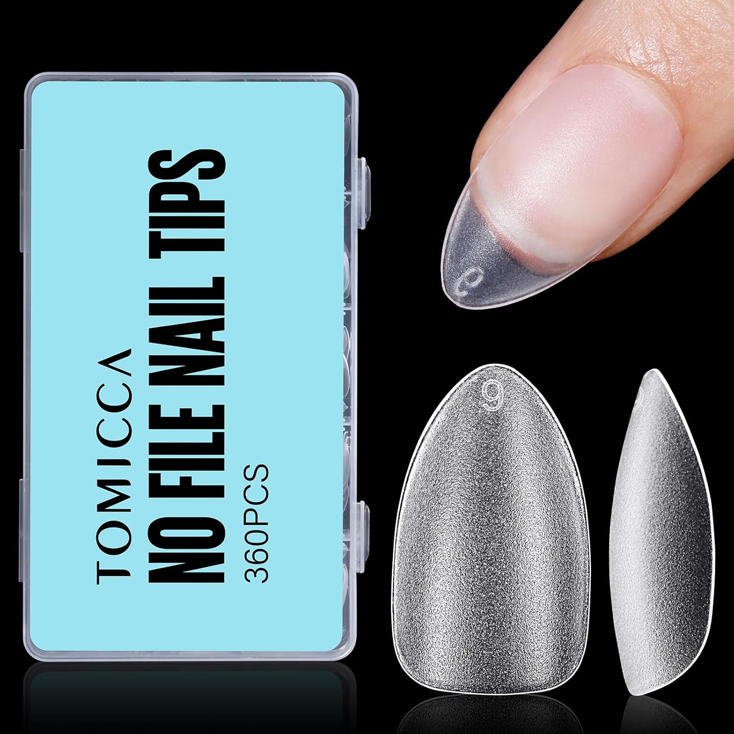 TOMICCA Short Almond Nail Tips, 360Pcs Full Cover Double Sided Matte Gel Nails,15 Sizes Acrylic Short Fake Nails for Nail Extensions Home Diy Salon-Velvo Beauty