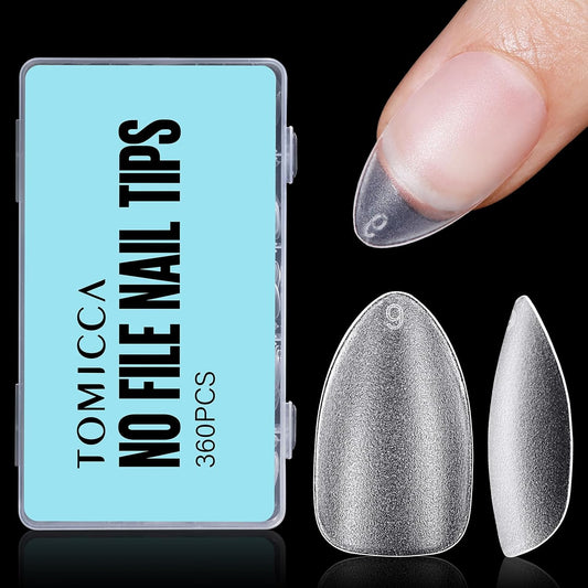 TOMICCA Short Almond Nail Tips, 360Pcs Full Cover Double Sided Matte Gel Nails,15 Sizes Acrylic Short Fake Nails for Nail Extensions Home Diy Salon-Velvo Beauty