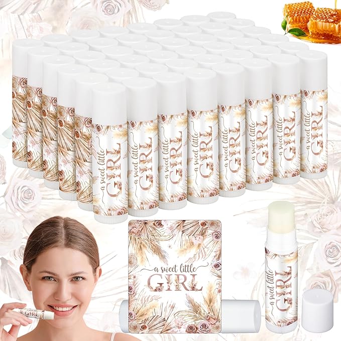50 Pack Boho Baby Shower Lip Balm Party Supplies Bulk for Girls Guests Boys Baby Shower Gifts Neutral Gender Reveal Favors Prizes Souvenirs Winners Thank You Appreciation Gifts-Velvo Beauty