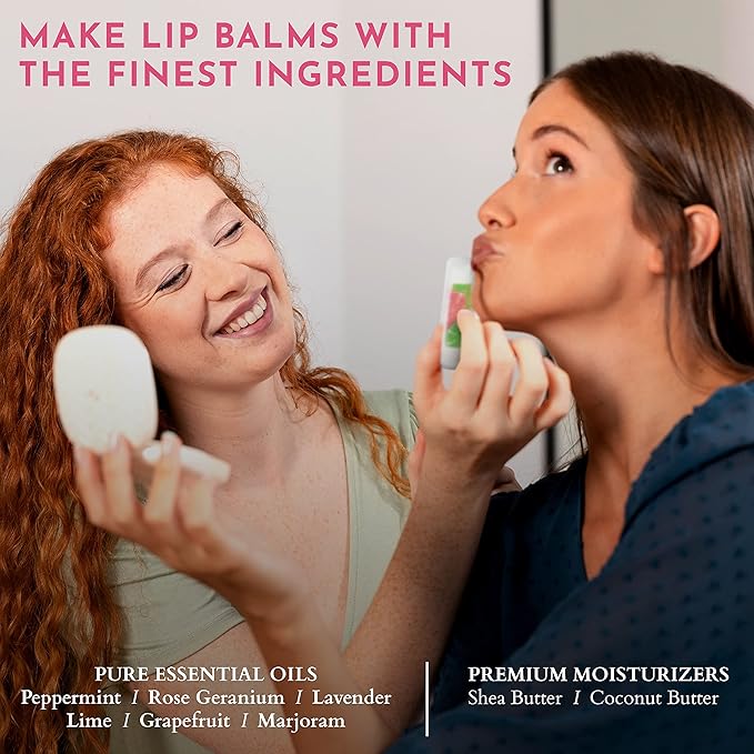 Deluxe Lip Balm Kit with Filling Tray, (77-Piece Set) For Making Your Very Own Clear & Colored DIY Lip Balms! | Includes Tubes, Bees Wax Pouch, 100% Pure Therapeutic Essential Oils & More-Velvo Beauty