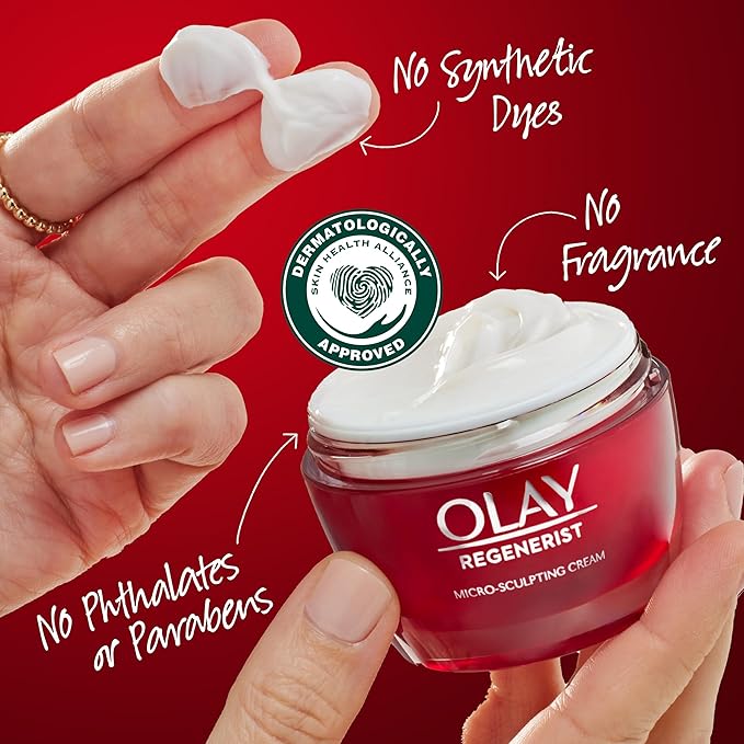 Olay Face Moisturizer, Regenerist Micro-Sculpting Cream for Women, Fragrance-Free - Hydrating, Anti-Aging, Anti-Wrinkle, Firming Skin Care - Hyaluronic Acid, Niacinamide, Amino Peptides, 1.7 Oz-Velvo Beauty