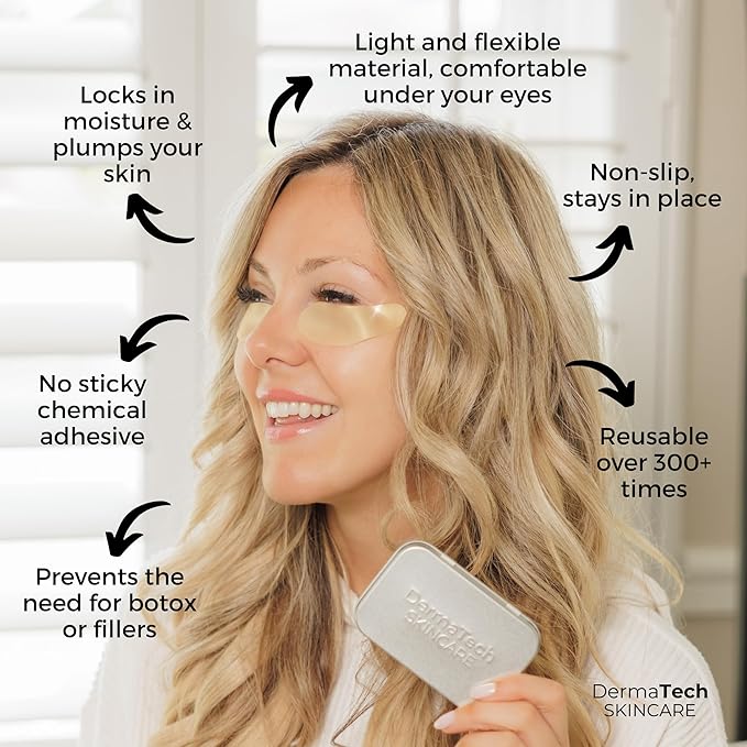 Reusable Under Eye Patches Eco-Friendly Wrinkle Patches with Tin Case | 100% Silicone Reusable Facial Patches | For Puffy Eyes, Dark Circles, Reducing Wrinkles-Velvo Beauty