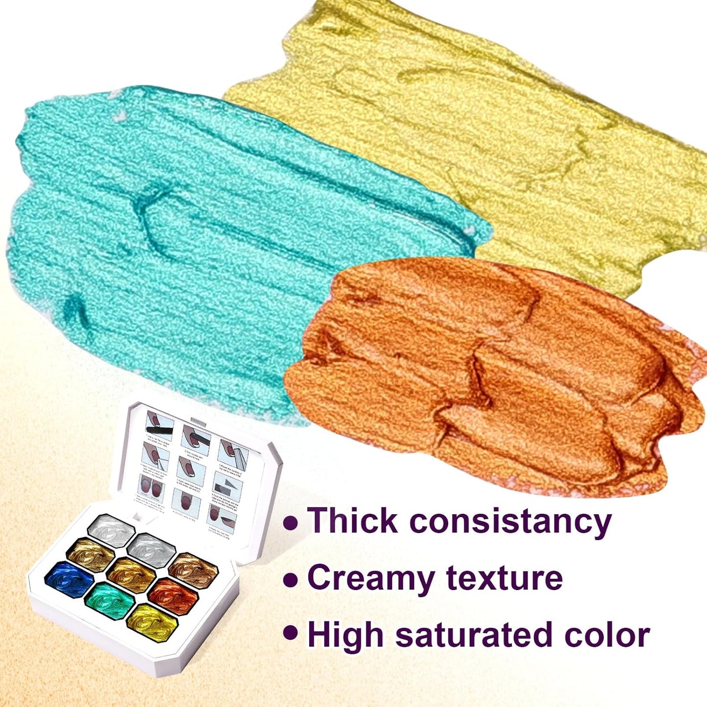 Gradient Painting Gel, 9 Colors Ombre Gel Nail Polish Gold Silver Metallic Effect Pigment Pat Aura Nails French Manicure Soak Off UV Long-lasting Home Salon DIY Nail Art Satin Metal(01)-Velvo Beauty