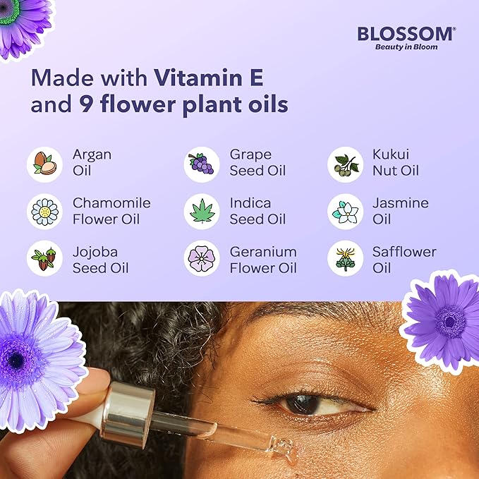 Blossom All Natural Organic Cruelty Free Moisturizing Eye Serum with Essential Oils, Infused with Real Flowers, Made in USA, 0.5 fl. oz., Fall Medley-Velvo Beauty